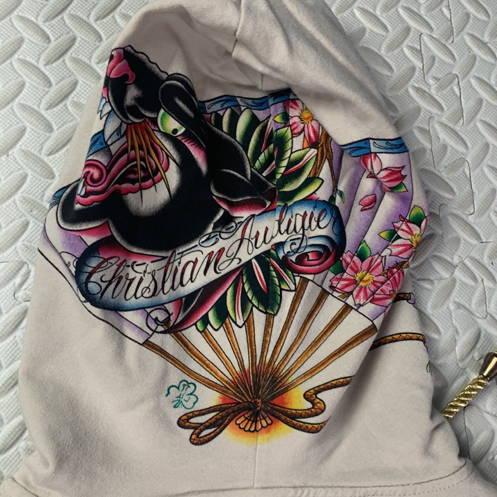 Christian Audigier Floral Panthers Hoodie Gold Lined - Picture 11 of 14